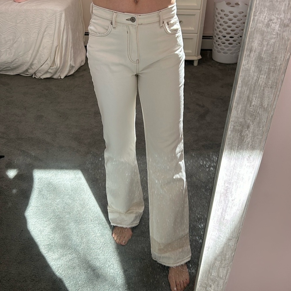 WE THE FREE  OFF WHITE COTTON DENIM JEANS EXTRA TALL LENGTH